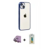 MARSİLYAN™- iPhone 15 Kılıf Vadi Minimal - Siyah Polymer Nano Ekran Koruyucu + Pembe Raze Metal Kamera Lens