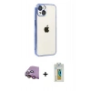 MARSİLYAN™- iPhone 15 Kılıf Vadi Minimal - Siyah Polymer Nano Ekran Koruyucu + Pembe Raze Metal Kamera Lens