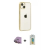 MARSİLYAN™- iPhone 15 Kılıf Vadi Minimal - Siyah Polymer Nano Ekran Koruyucu + Raze Metal Kamera Lens - SI
