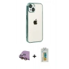 MARSİLYAN™- iPhone 15 Kılıf Vadi Minimal - Siyah Polymer Nano Ekran Koruyucu + Raze Metal Kamera Lens - SI