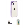 MARSİLYAN™- iPhone 15 Kılıf Vadi Minimal - Siyah Polymer Nano Ekran Koruyucu + Bilvis Titan Kamera Lens - YL