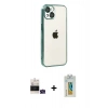 MARSİLYAN™- iPhone 15 Kılıf Vadi Minimal - Siyah Polymer Nano Ekran Koruyucu + Bilvis Titan Kamera Lens - YL