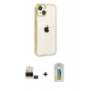 MARSİLYAN™- iPhone 15 Kılıf Vadi Minimal - Siyah Polymer Nano Ekran Koruyucu + Bilvis Titan Kamera Lens - YL