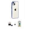 MARSİLYAN™- iPhone 15 Kılıf Vadi Minimal - Siyah Polymer Nano Ekran Koruyucu + Bilvis Titan Kamera Lens - YL
