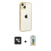 MARSİLYAN™- iPhone 15 Kılıf Vadi Minimal - Siyah Polymer Nano Ekran Koruyucu + PVD Metal Kamera Lens - YL