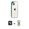 MARSİLYAN™- iPhone 15 Kılıf Vadi Minimal - Siyah Polymer Nano Ekran Koruyucu + PVD Metal Kamera Lens - YL