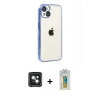 MARSİLYAN™- iPhone 15 Kılıf Vadi Minimal - Siyah Polymer Nano Ekran Koruyucu + PVD Metal Kamera Lens - YL