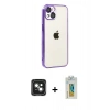 MARSİLYAN™- iPhone 15 Kılıf Vadi Minimal - Siyah Polymer Nano Ekran Koruyucu + PVD Metal Kamera Lens - YL