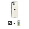 MARSİLYAN™- iPhone 15 Kılıf Vadi Minimal - Siyah Polymer Nano Ekran Koruyucu + PVD Metal Kamera Lens - YL
