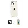 MARSİLYAN™- iPhone 15 Kılıf Vadi Minimal - Siyah Polymer Nano Ekran Koruyucu + PVD Metal Kamera Lens - YL