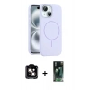 MARSİLYAN™- iPhone 15 Kılıf Yankı Form Serisi - Şeffaf 360 Full Body Arka Koruyucu + PVD Metal Kamera Lens - TU