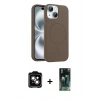 MARSİLYAN™- iPhone 15 Kılıf Yankı Form Serisi - Şeffaf 360 Full Body Arka Koruyucu + PVD Metal Kamera Lens - TU