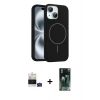 MARSİLYAN™- iPhone 15 Kılıf Yankı Form Serisi - Siyah 360 Mat Full Body Arka Koruyucu + Bilvis Titan Kamera Lens - YL