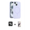 MARSİLYAN™- iPhone 15 Kılıf Yankı Form Serisi - Siyah Bilvis 3D Mat Cam Ekran Koruyucu + PVD Metal Kamera Lens - YL