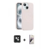 MARSİLYAN™- iPhone 15 Kılıf Yankı Form Serisi - Siyah Bilvis 3D Mat Cam Ekran Koruyucu + PVD Metal Kamera Lens - YL