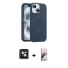MARSİLYAN™- iPhone 15 Kılıf Yankı Form Serisi - Siyah Bilvis 3D Mat Cam Ekran Koruyucu + PVD Metal Kamera Lens - YL