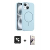 MARSİLYAN™- iPhone 15 Kılıf Yankı Form Serisi - Siyah Bilvis 3D Mat Cam Ekran Koruyucu + PVD Metal Kamera Lens - YL
