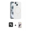 MARSİLYAN™- iPhone 15 Kılıf Yankı Form Serisi - Siyah Bilvis 3D Mat Cam Ekran Koruyucu + PVD Metal Kamera Lens - YL