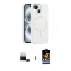 MARSİLYAN™- iPhone 15 Kılıf Yankı Form Serisi - Siyah Buffer Hayalet Cam Ekran Koruyucu + Bilvis Titan Kamera Lens - YL