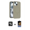 MARSİLYAN™- iPhone 15 Kılıf Yankı Form Serisi - Siyah Buffer Hayalet Cam Ekran Koruyucu + PVD Metal Kamera Lens - YL