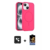 MARSİLYAN™- iPhone 15 Kılıf Yankı Form Serisi - Siyah Buffer Hayalet Cam Ekran Koruyucu + PVD Metal Kamera Lens - YL
