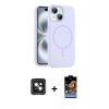 MARSİLYAN™- iPhone 15 Kılıf Yankı Form Serisi - Siyah Buffer Hayalet Cam Ekran Koruyucu + PVD Metal Kamera Lens - YL