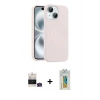 MARSİLYAN™- iPhone 15 Kılıf Yankı Form Serisi - Siyah Polymer Nano Ekran Koruyucu + Bilvis Titan Kamera Lens - YL