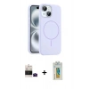 MARSİLYAN™- iPhone 15 Kılıf Yankı Form Serisi - Siyah Polymer Nano Ekran Koruyucu + Bilvis Titan Kamera Lens - SH