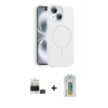 MARSİLYAN™- iPhone 15 Kılıf Yankı Form Serisi - Siyah Polymer Nano Ekran Koruyucu + Bilvis Titan Kamera Lens - YL