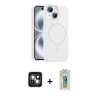 MARSİLYAN™- iPhone 15 Kılıf Yankı Form Serisi - Siyah Polymer Nano Ekran Koruyucu + PVD Metal Kamera Lens - YL