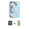 MARSİLYAN™- iPhone 15 Kılıf Yankı Form Serisi - Siyah Polymer Nano Ekran Koruyucu + PVD Metal Kamera Lens - YL