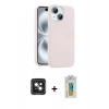 MARSİLYAN™- iPhone 15 Kılıf Yankı Form Serisi - Siyah Polymer Nano Ekran Koruyucu + PVD Metal Kamera Lens - YL