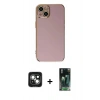 MARSİLYAN™- iPhone 15 Kılıf Yankı Serisi - Şeffaf 360 Full Body Arka Koruyucu + PVD Metal Kamera Lens - YL