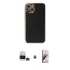 MARSİLYAN™- iPhone 15 Kılıf Yankı Serisi - Siyah Bilvis 3D Mat Cam Ekran Koruyucu + Bilvis Titan Kamera Lens - PE