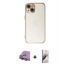 MARSİLYAN™- iPhone 15 Kılıf Yankı Serisi - Siyah Bilvis 3D Mat Cam Ekran Koruyucu + Raze Metal Kamera Lens - PE