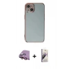 MARSİLYAN™- iPhone 15 Kılıf Yankı Serisi - Siyah Bilvis 3D Mat Cam Ekran Koruyucu + Raze Metal Kamera Lens - PE