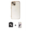 MARSİLYAN™- iPhone 15 Kılıf Yankı Serisi - Siyah Bilvis 3D Mat Cam Ekran Koruyucu + PVD Metal Kamera Lens - TU