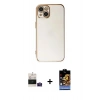 MARSİLYAN™- iPhone 15 Kılıf Yankı Serisi - Siyah Buffer Hayalet Cam Ekran Koruyucu + Bilvis Titan Kamera Lens - PE
