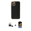 MARSİLYAN™- iPhone 15 Kılıf Yankı Serisi - Siyah Buffer Hayalet Cam Ekran Koruyucu + Bilvis Titan Kamera Lens - SH