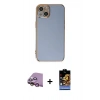 MARSİLYAN™- iPhone 15 Kılıf Yankı Serisi - Siyah Buffer Hayalet Cam Ekran Koruyucu + Raze Metal Kamera Lens - PE