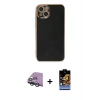 MARSİLYAN™- iPhone 15 Kılıf Yankı Serisi - Siyah Buffer Hayalet Cam Ekran Koruyucu + Raze Metal Kamera Lens - YL