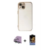 MARSİLYAN™- iPhone 15 Kılıf Yankı Serisi - Siyah Buffer Hayalet Cam Ekran Koruyucu + Raze Metal Kamera Lens - YL