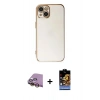 MARSİLYAN™- iPhone 15 Kılıf Yankı Serisi - Siyah Buffer Hayalet Cam Ekran Koruyucu + Raze Metal Kamera Lens - SI