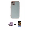 MARSİLYAN™- iPhone 15 Kılıf Yankı Serisi - Siyah Buffer Hayalet Cam Ekran Koruyucu + Raze Metal Kamera Lens - SI
