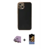 MARSİLYAN™- iPhone 15 Kılıf Yankı Serisi - Siyah Buffer Hayalet Cam Ekran Koruyucu + Raze Metal Kamera Lens - SI