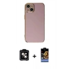 MARSİLYAN™- iPhone 15 Kılıf Yankı Serisi - Siyah Buffer Hayalet Cam Ekran Koruyucu + PVD Metal Kamera Lens - TU