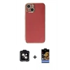 MARSİLYAN™- iPhone 15 Kılıf Yankı Serisi - Siyah Buffer Hayalet Cam Ekran Koruyucu + PVD Metal Kamera Lens - TU