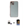 MARSİLYAN™- iPhone 15 Kılıf Yankı Serisi - Siyah Buffer Hayalet Cam Ekran Koruyucu + Bilvis Titan Kamera Lens - YL