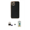 MARSİLYAN™- iPhone 15 Kılıf Yankı Serisi - Siyah Polymer Nano Ekran Koruyucu + Bilvis Titan Kamera Lens - SH