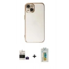 MARSİLYAN™- iPhone 15 Kılıf Yankı Serisi - Siyah Polymer Nano Ekran Koruyucu + Bilvis Titan Kamera Lens - SH